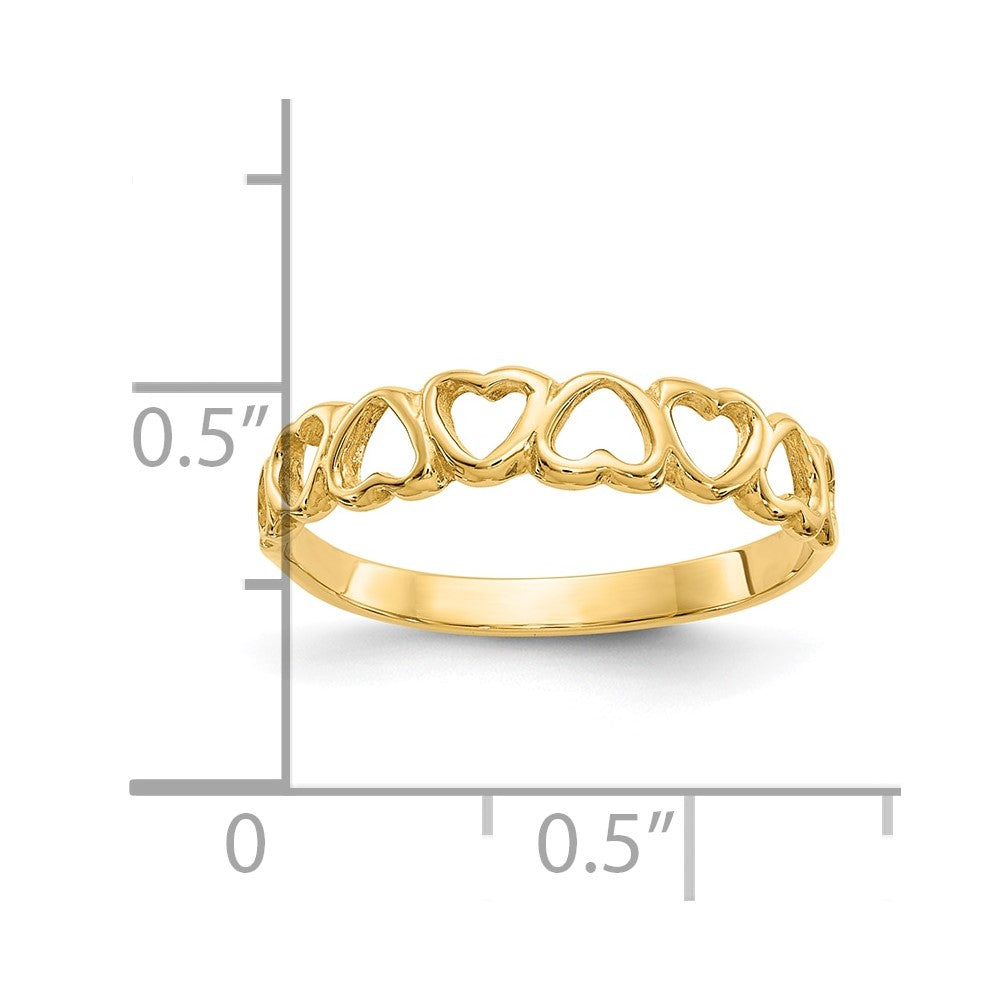 10K Gelbgold 10K Poliert Herzen Ring