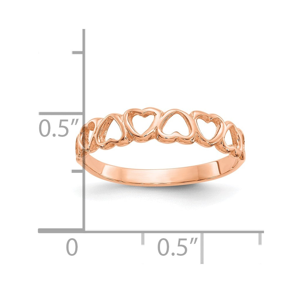 10K Roségold 10K Poliert Herzen Ring