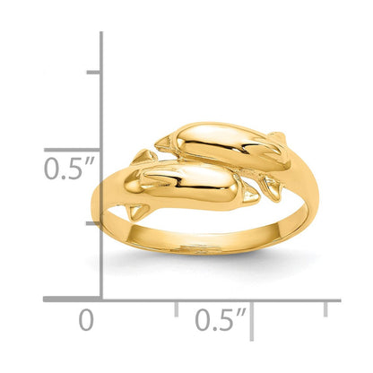 10K Gelbgold Doppelt Delfin Ring