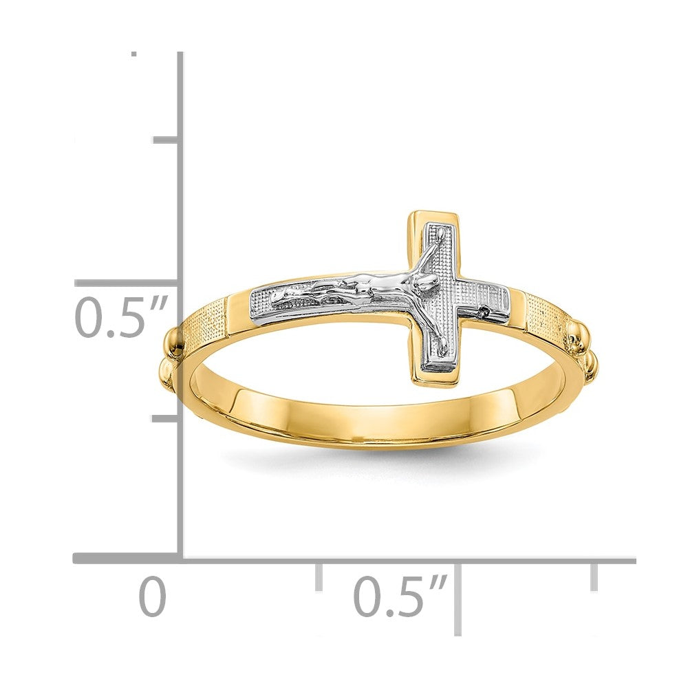 10K Bicolor 10K Kruzifix Rosenkranz Ring