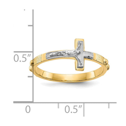 10K Bicolor 10K Kruzifix Rosenkranz Ring
