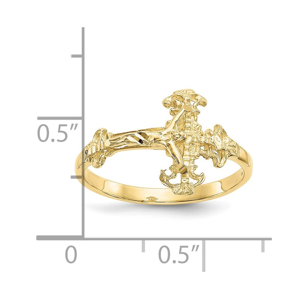 10K Gelbgold 10K Diamantiert Kruzifix Ring