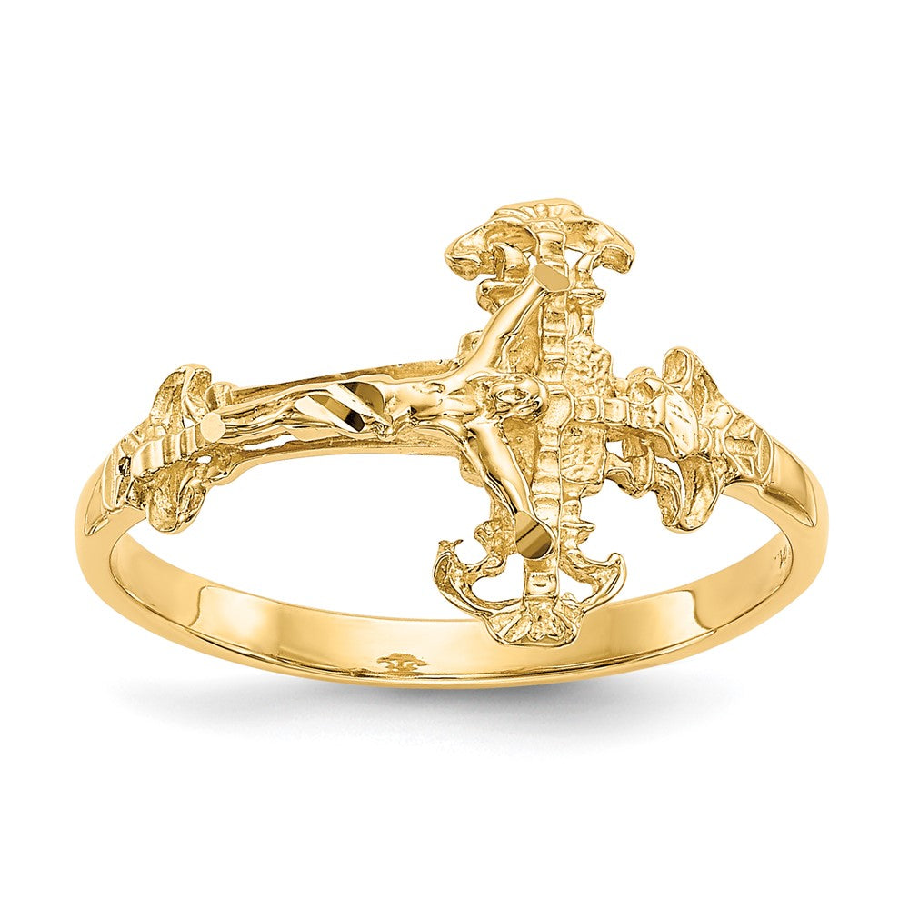 10K Gelbgold 10K Diamantiert Kruzifix Ring