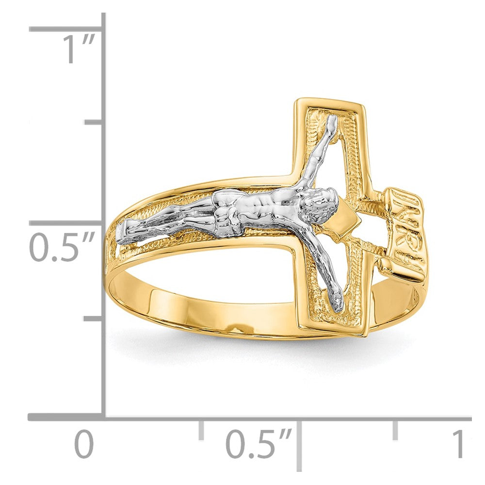 10K Bicolor 10K Kruzifix Herren Ring