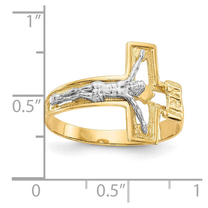 10K Bicolor 10K Kruzifix Herren Ring