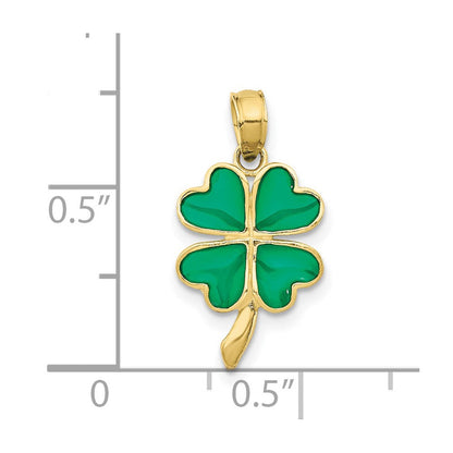 10K Gelbgold 10K 4-leaf Klee Emailliert Anhänger