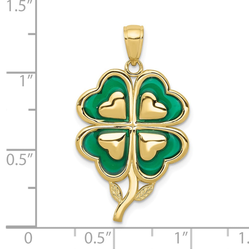 10K Gelbgold 10K 4-leaf Klee Anhänger mit Emailliert Tips