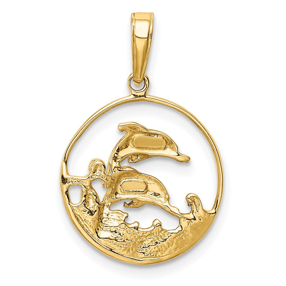 10K Gelb mit Rhodium 10K Doppelt Dophins Charm