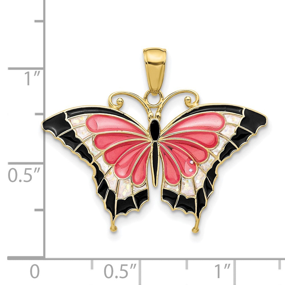10K Gelbgold 10K Emailliert Schmetterling Anhänger