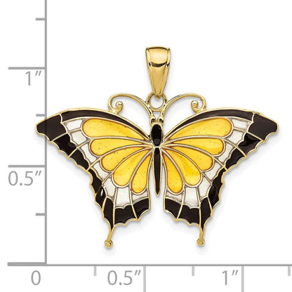 10K Gelbgold 10K Emailliert Schmetterling Anhänger