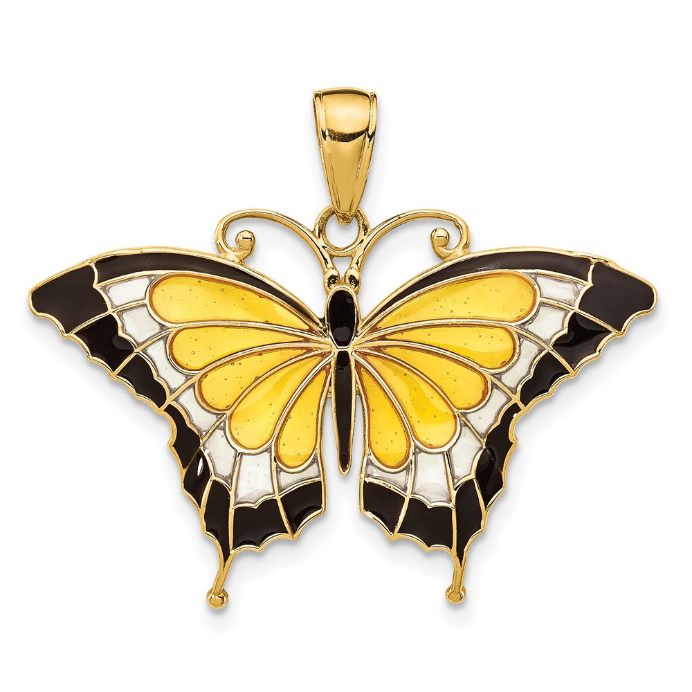 10K Gelbgold 10K Emailliert Schmetterling Anhänger