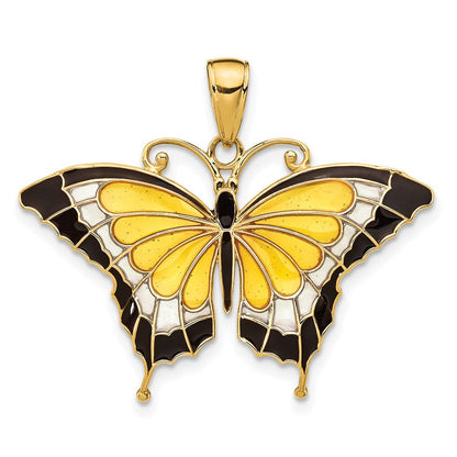 10K Gelbgold 10K Emailliert Schmetterling Anhänger