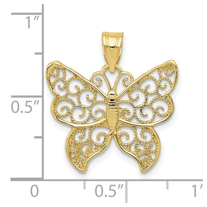 10K Gelbgold Filigran Schmetterling Anhänger