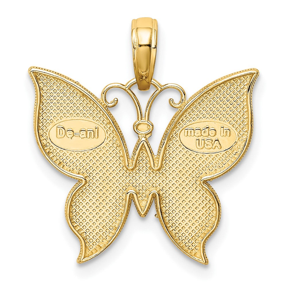 10K Gelb mit Rhodium 10K mit Rhodium Schmetterling Charm
