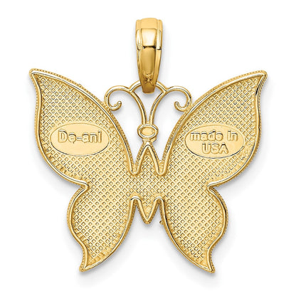 10K Gelb mit Rhodium 10K mit Rhodium Schmetterling Charm