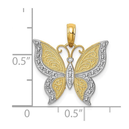 10K Gelb mit Rhodium 10K mit Rhodium Schmetterling Charm