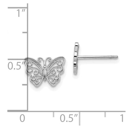 10K Weißgold 10K Schmetterling Ohrstecker