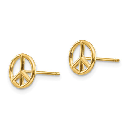 10K Gelbgold 10K Poliert Frieden Symbol Ohrstecker