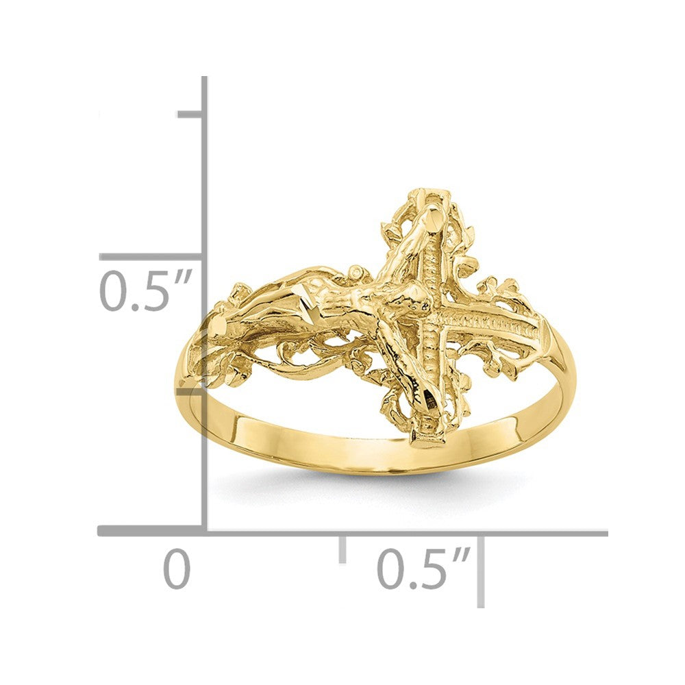 10K Gelbgold 10K Diamantiert Kruzifix Ring