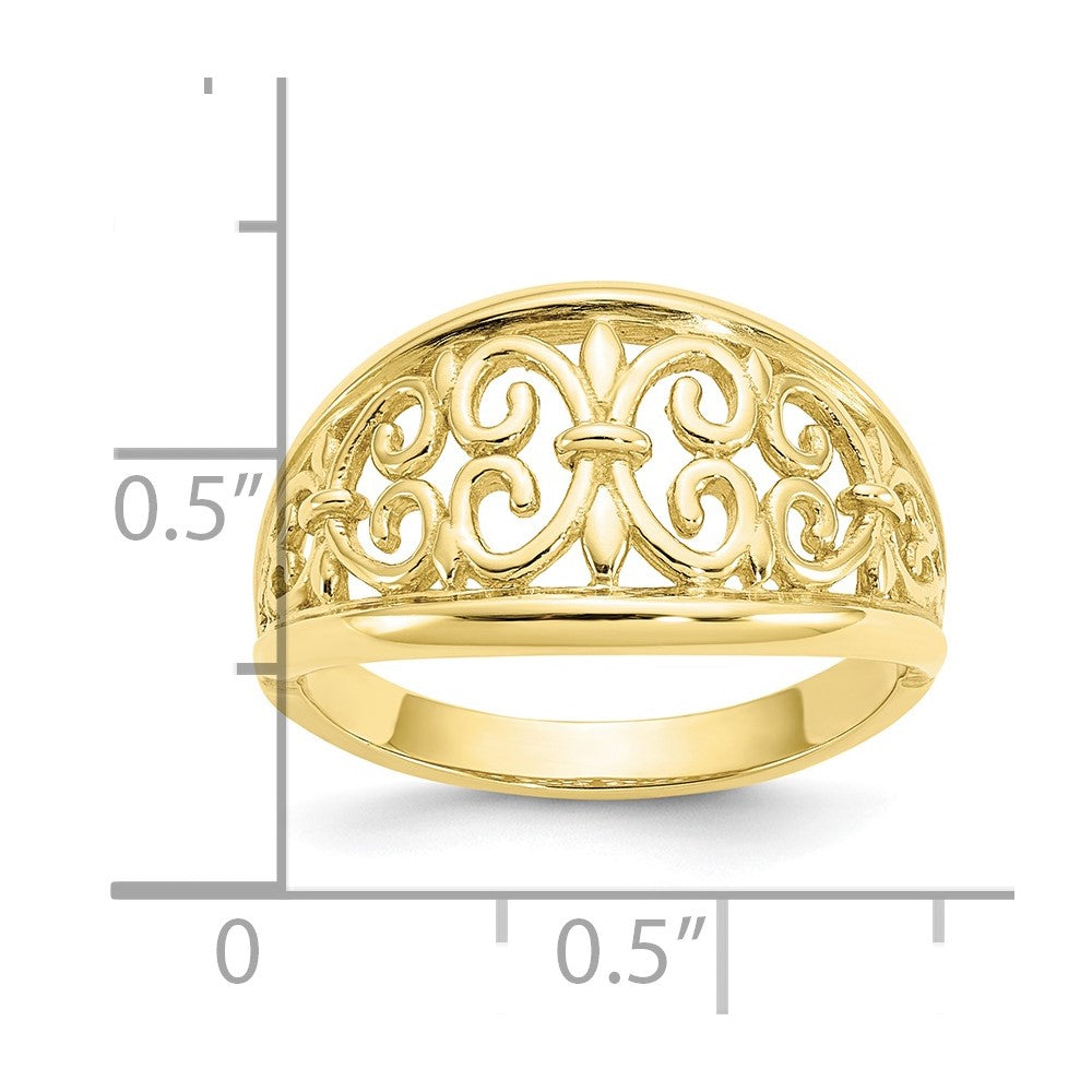 10K Gelbgold 10K Fleur-de-lis Verjüngt Ring