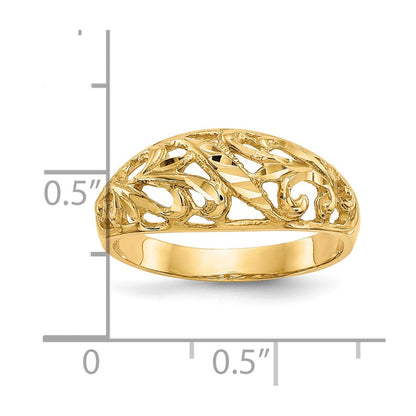 10K Gelbgold 10K Paisley Diamantiert Design Kuppel Ring