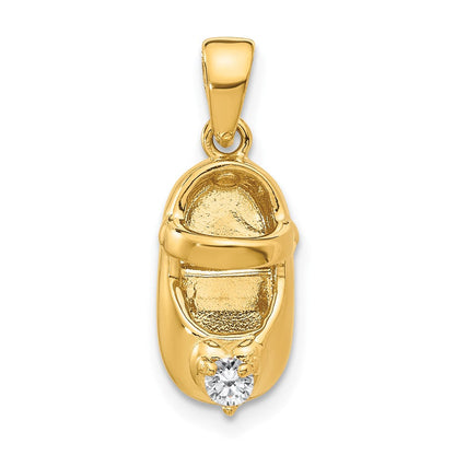 10K Gelbgold 10K 3-d April/synthetic Stein Gravierbar Baby Schuh Charm