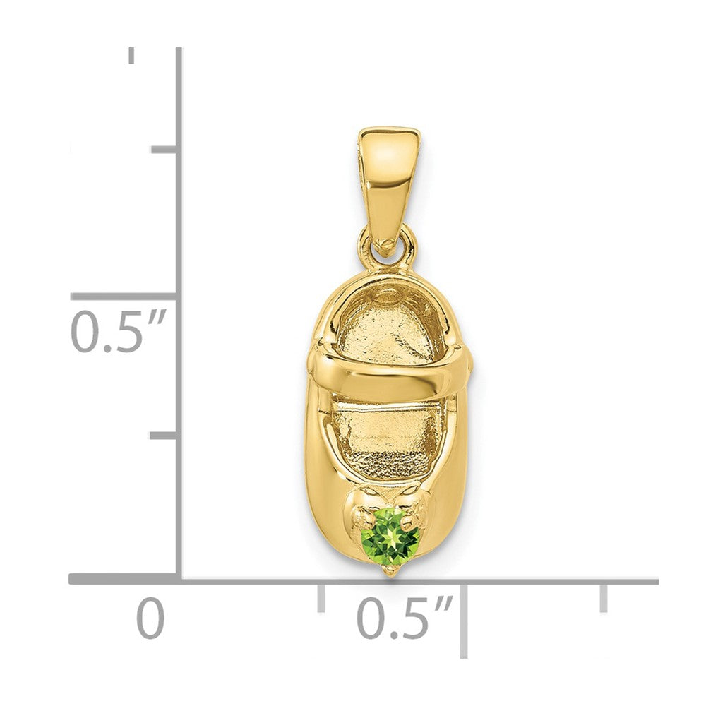 10K Gelbgold 10K 3-d August/synthetic Stein Gravierbar Baby Schuh Charm