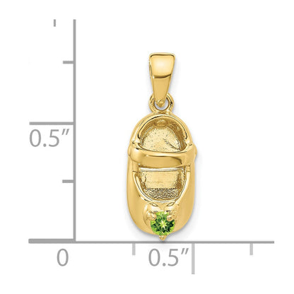 10K Gelbgold 10K 3-d August/synthetic Stein Gravierbar Baby Schuh Charm