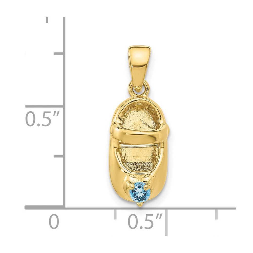 10K Gelbgold 10K 3-d December/synthetic Stein Gravierbar Baby Schuh Charm