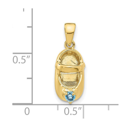 10K Gelbgold 10K 3-d December/synthetic Stein Gravierbar Baby Schuh Charm