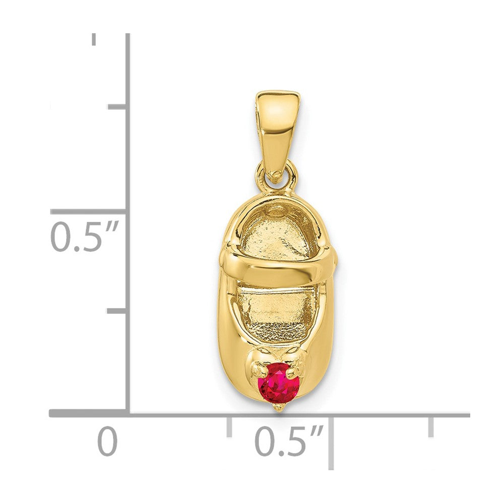 10K Gelbgold 10K 3-d July/synthetic Stein Gravierbar Baby Schuh Charm