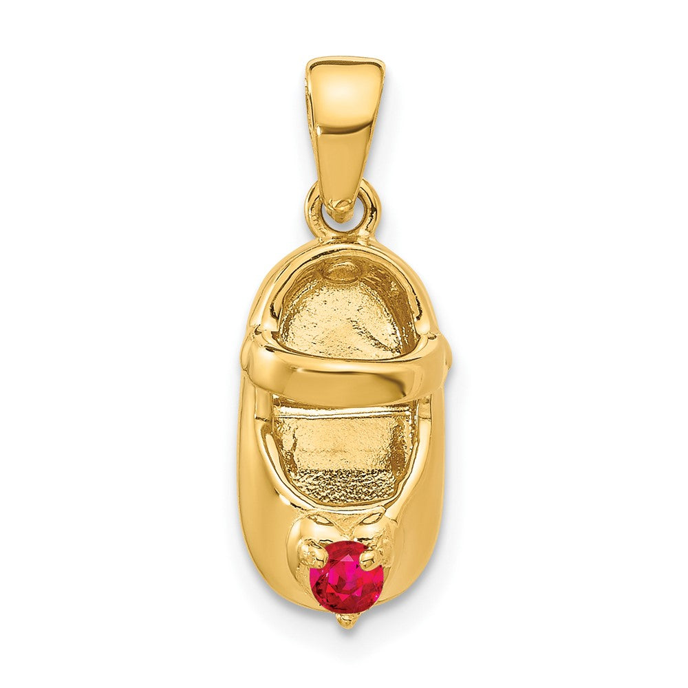 10K Gelbgold 10K 3-d July/synthetic Stein Gravierbar Baby Schuh Charm