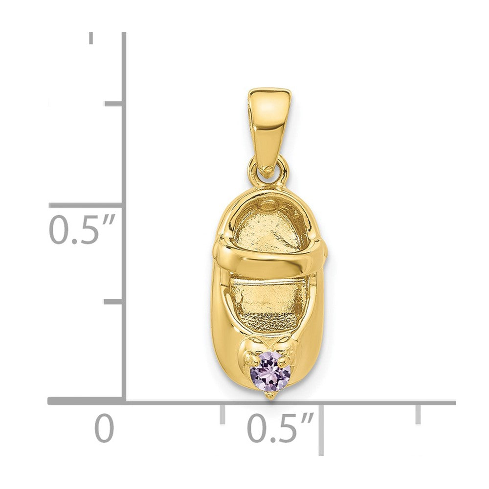 10K Gelbgold 10K 3-d June Synthetisch Stein Gravierbar Baby Schuh Charm