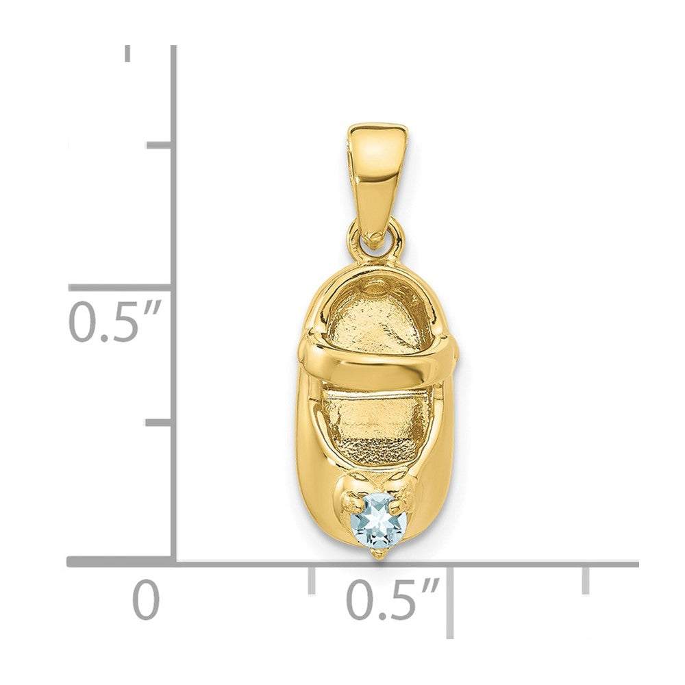 10K Gelbgold 10K 3-d March/synthetic Stein Gravierbar Baby Schuh Charm