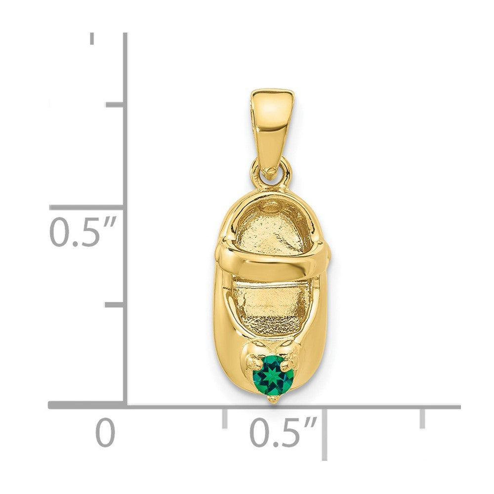 10K Gelbgold 10K 3-d May/synthetic Stein Gravierbar Baby Schuh Charm