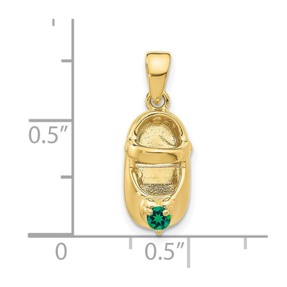 10K Gelbgold 10K 3-d May/synthetic Stein Gravierbar Baby Schuh Charm