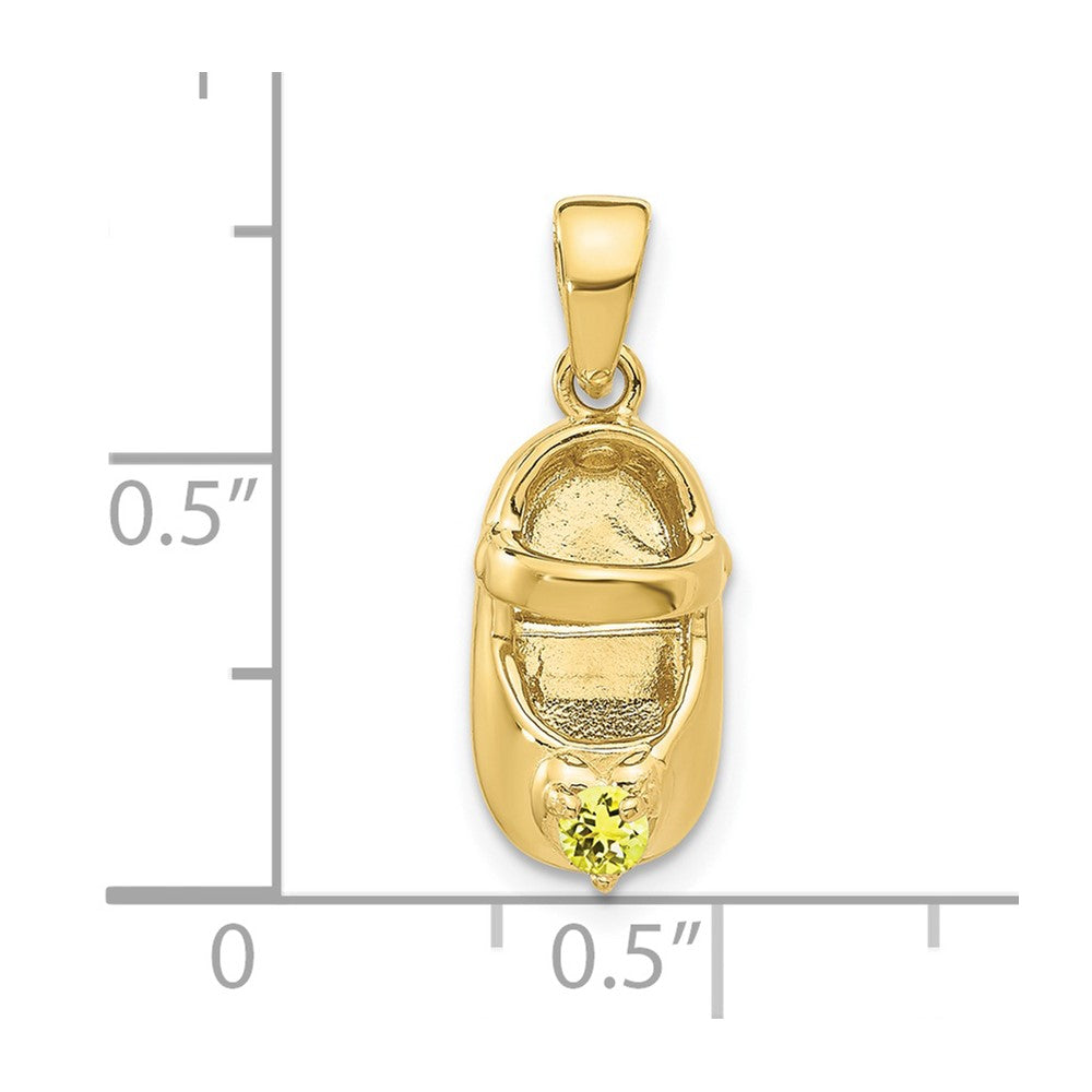 10K Gelbgold 3-d November/synthetic Stein Gravierbar Baby Schuh Charm