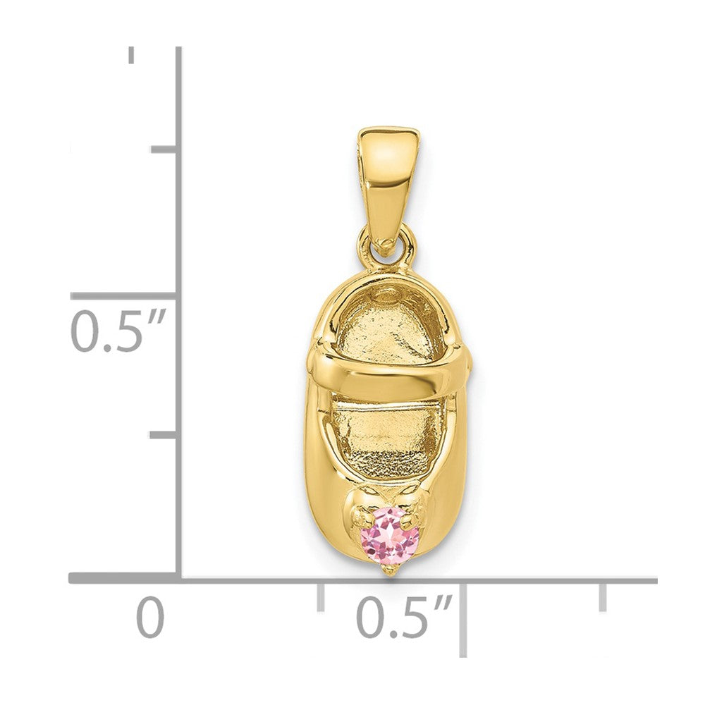 10K Gelbgold 10K 3-d October/synthetic Stein Gravierbar Schuh Charm