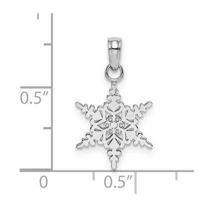 10K Weißgold Klein Schneeflocke Anhänger