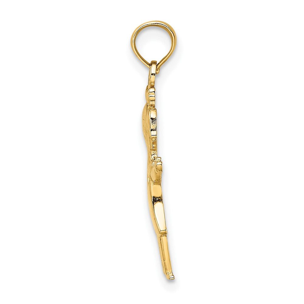 10K Gelbgold Massiv Poliert Mädchen mit Pig-tails Charm