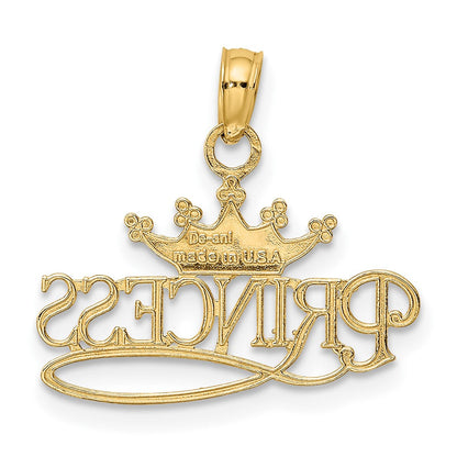 10K Gelb mit Rhodium Princess mit Weiß Krone Charm