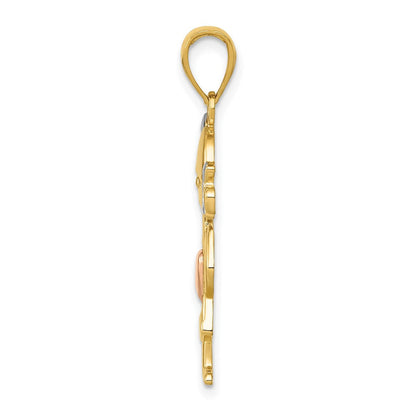 10K Bicolor Gelb & Roségold mit Rhodium Mädchen Anhänger