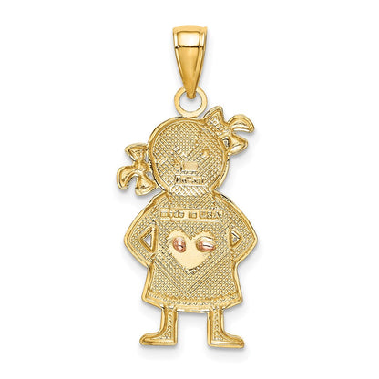 10K Bicolor Gelb & Roségold mit Rhodium Mädchen Anhänger