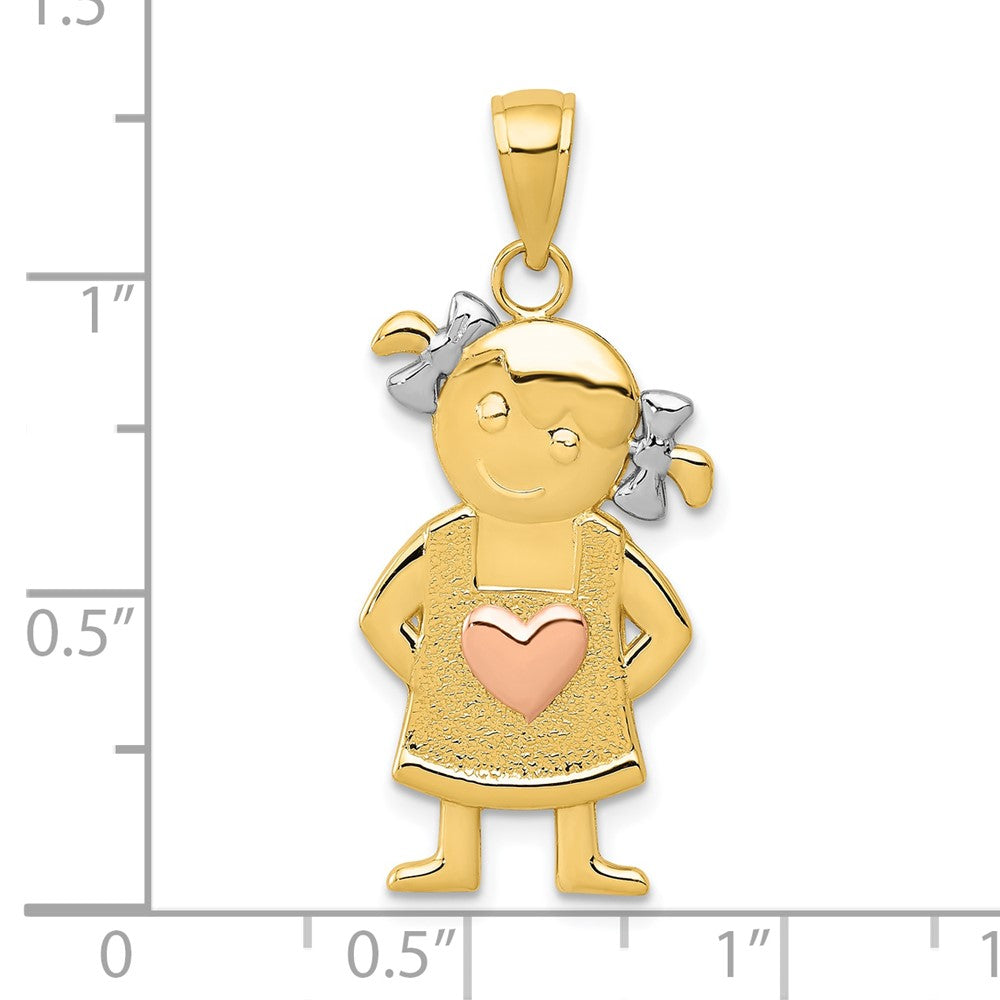 10K Bicolor Gelb & Roségold mit Rhodium Mädchen Anhänger