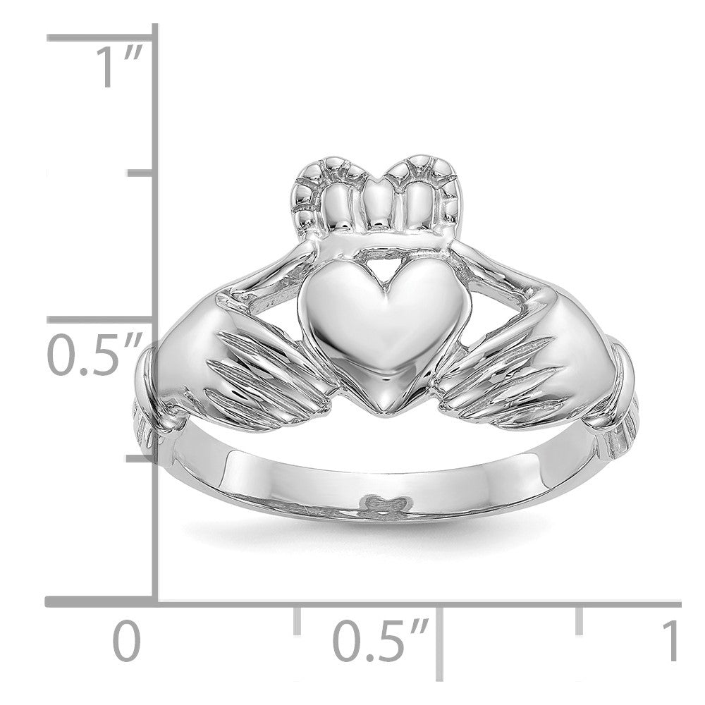 10K Weißgold Herren Claddagh Ring