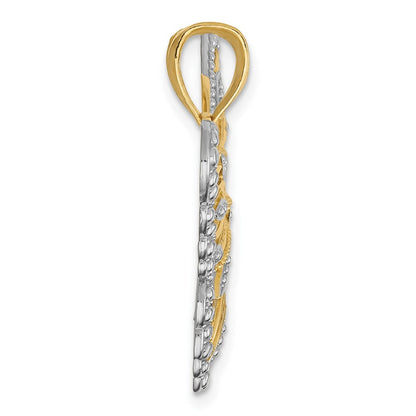 10K Gelb mit Rhodium 10K mit Rhodium Schmetterling Anhänger