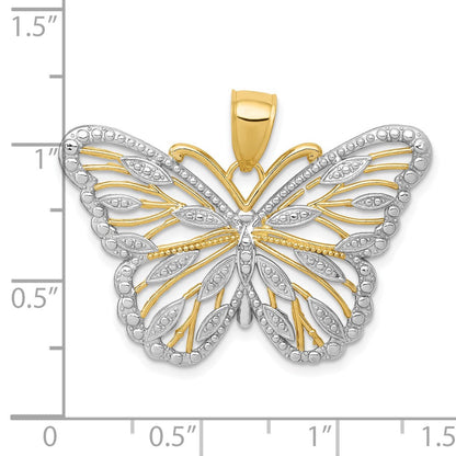 10K Gelb mit Rhodium 10K mit Rhodium Schmetterling Anhänger