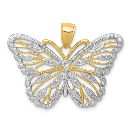 10K Gelb mit Rhodium 10K mit Rhodium Schmetterling Anhänger