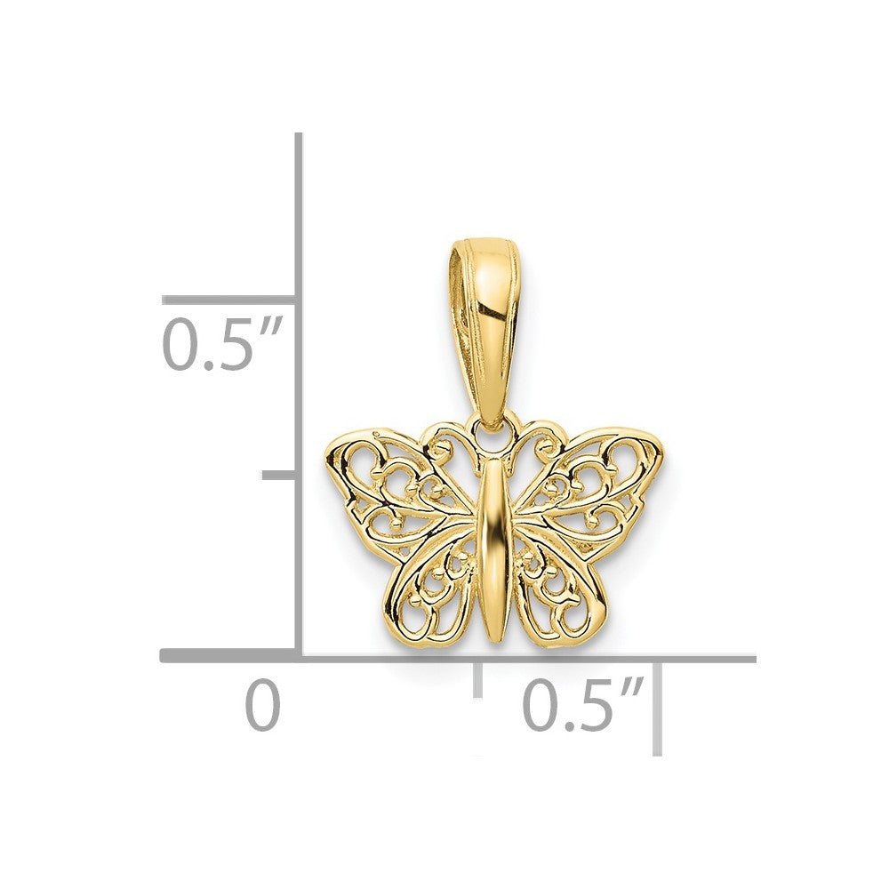 10K Gelbgold 10K Filigran Schmetterling Charm