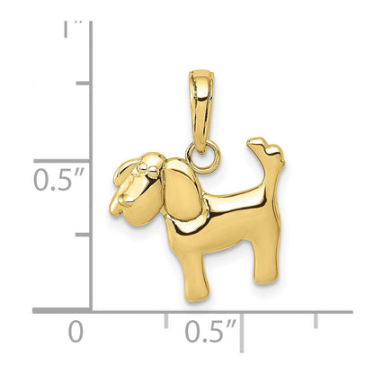 10K Gelbgold Poliert Hund Charm